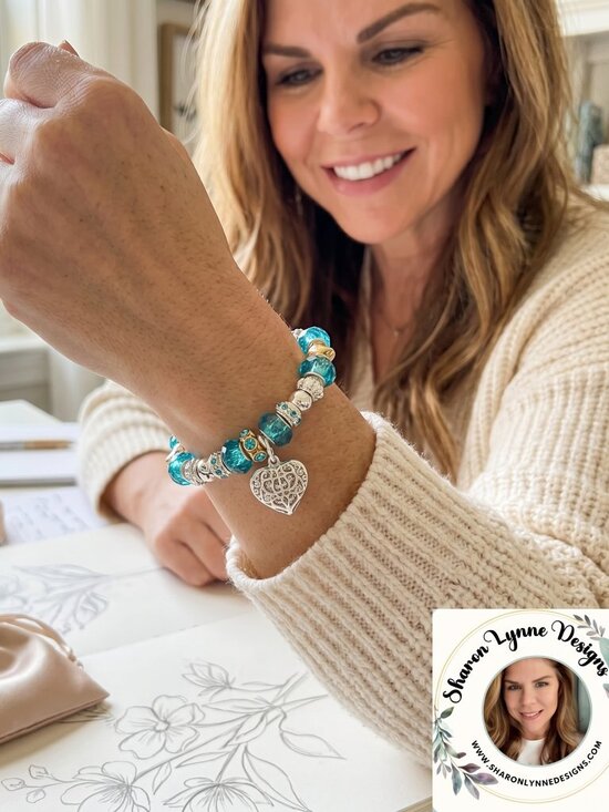 Jewelry - 💙💛 Heart Silver, Blue & Yellow Crystal Glass Bracelet 💛💙